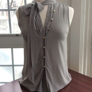 Marc by Marc Jacobs Grey Silk Blouse with Neck Tie